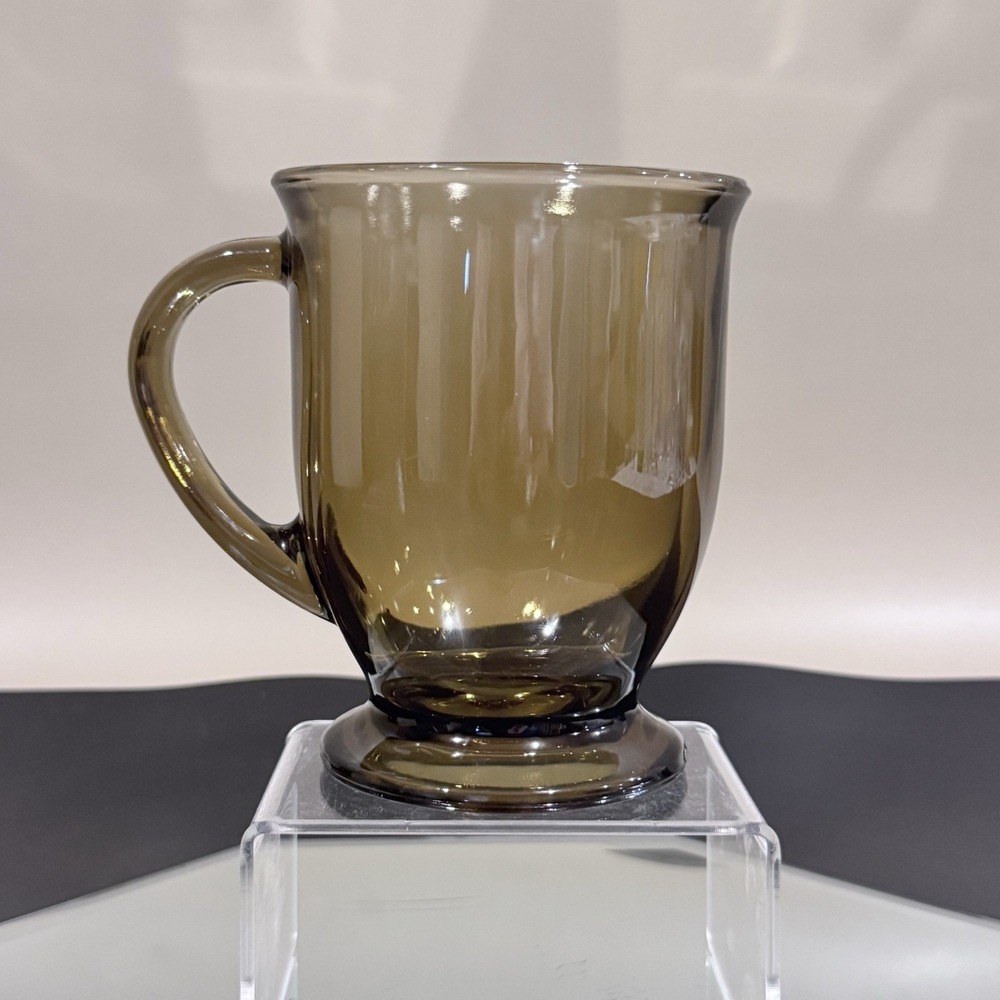 Vintage Anchor Hocking Amber Glass Pedestal Coffee‎ Mug Cup
